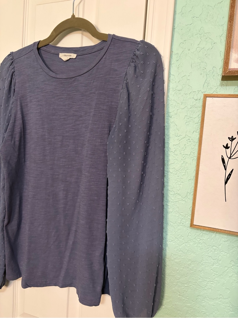 Maurices Blue Puff-Sleeve Long Sleeve Top